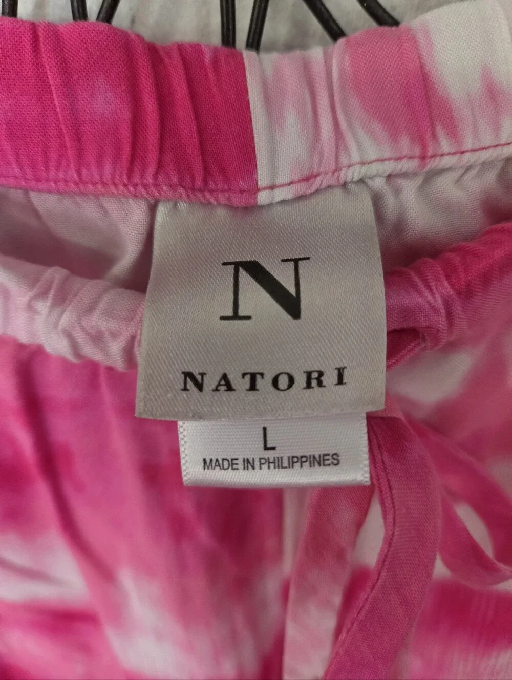 Natori Women’s Large Pink White Tie Dye 2 Piece Lounge Set Cropped Pants - Picture 6 of 14